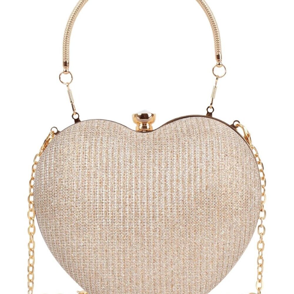 Heart Shape Tote Handbag Women's PU Leather Small Crossbody Clutch - Picture 1 of 7